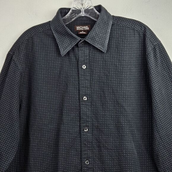 Michael Kors Mens XL Dress Shirt Black White Dot Button Up Long Sleeve - Picture 16 of 16